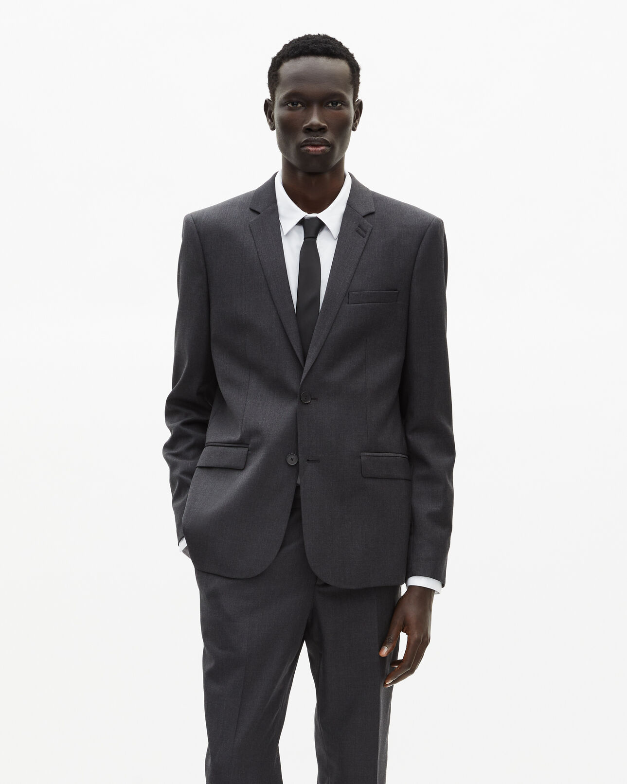 The Kooples HOMBRE GREY chaqueta de traje de lana negra de corte entallado