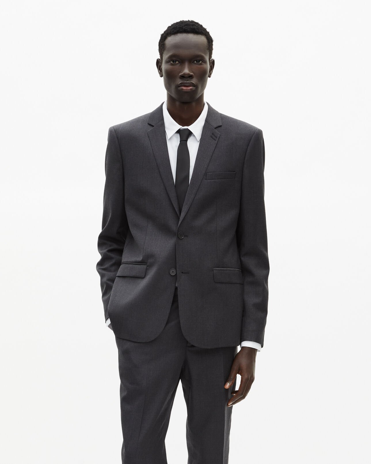 The Kooples HOMBRE GREY chaqueta de traje de lana negra de corte entallado