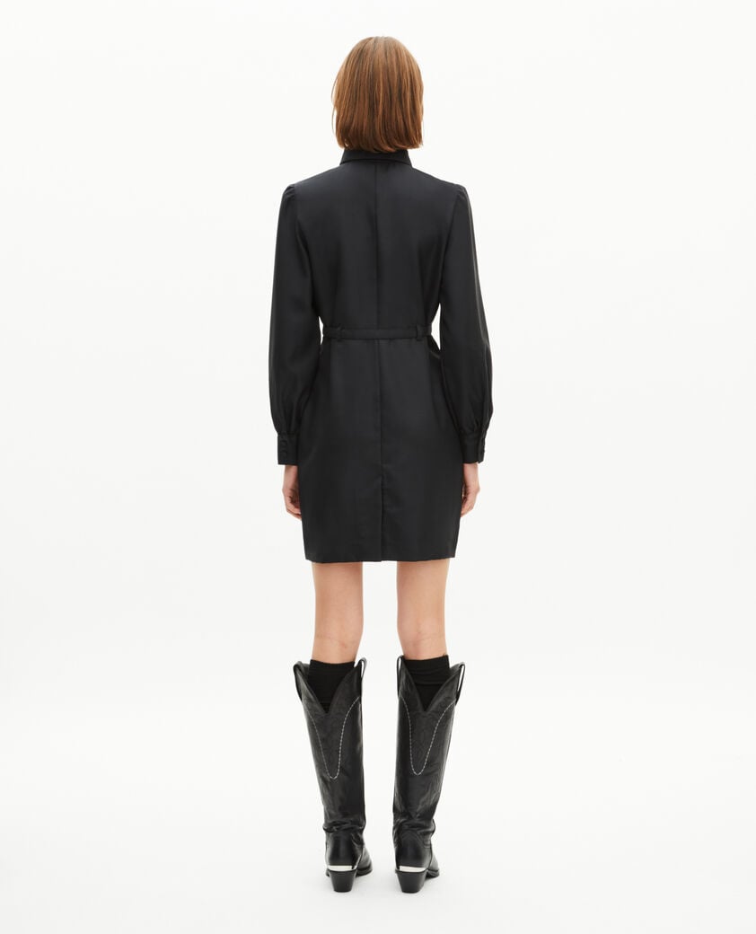 The Kooples WOMEN BLACK short black wool-blend dress