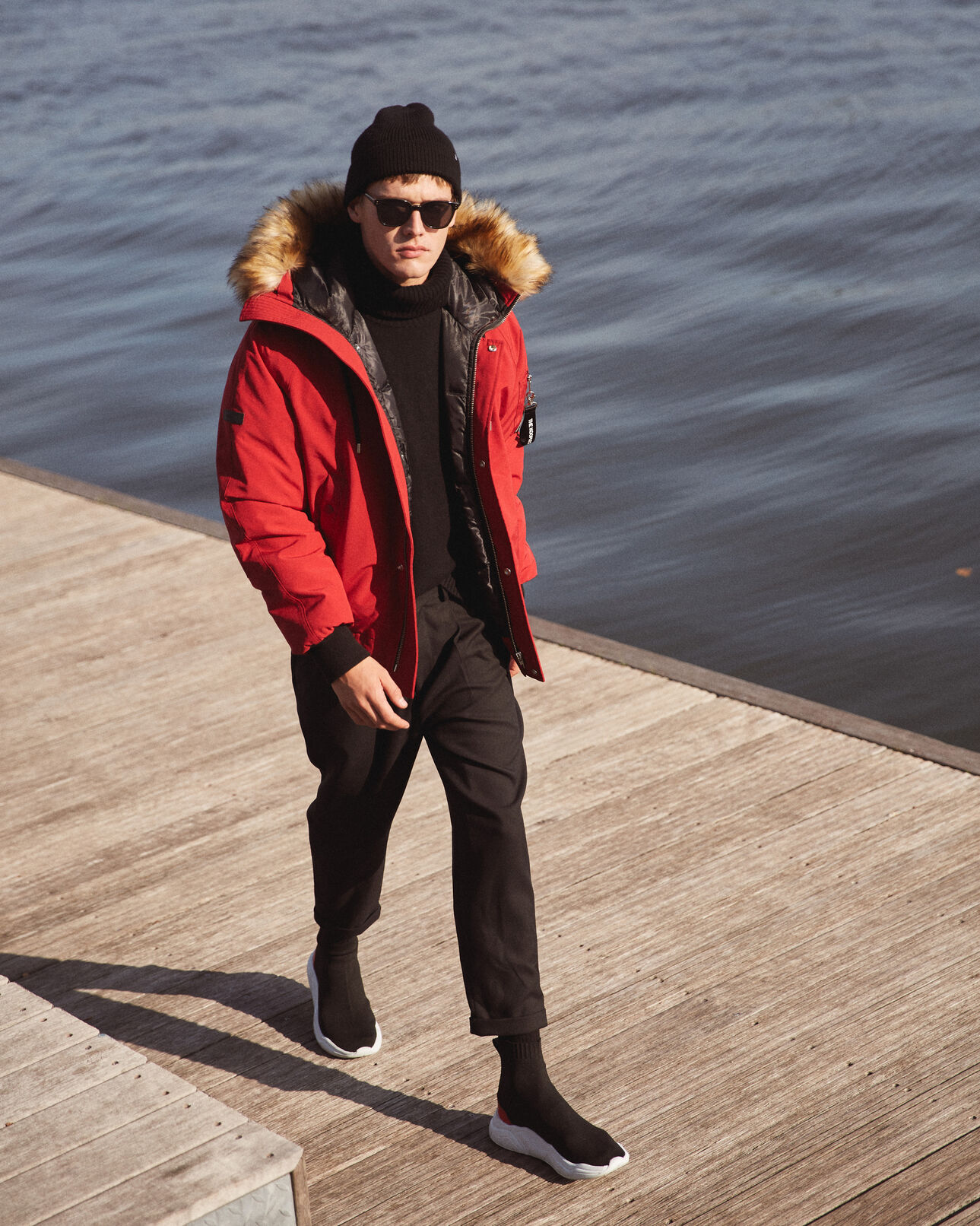 The Kooples HERREN RED kurze, rote daunenjacke