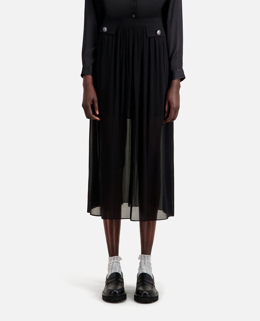 The Kooples FEMME BLACK jupe longue noire avec poches