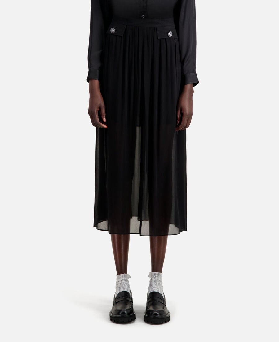 The Kooples DAMEN BLACK langer, schwarz rock mit taschen