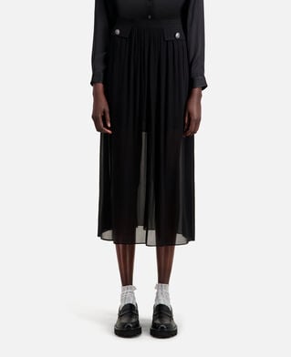 The Kooples DAMEN BLACK langer, schwarz rock mit taschen