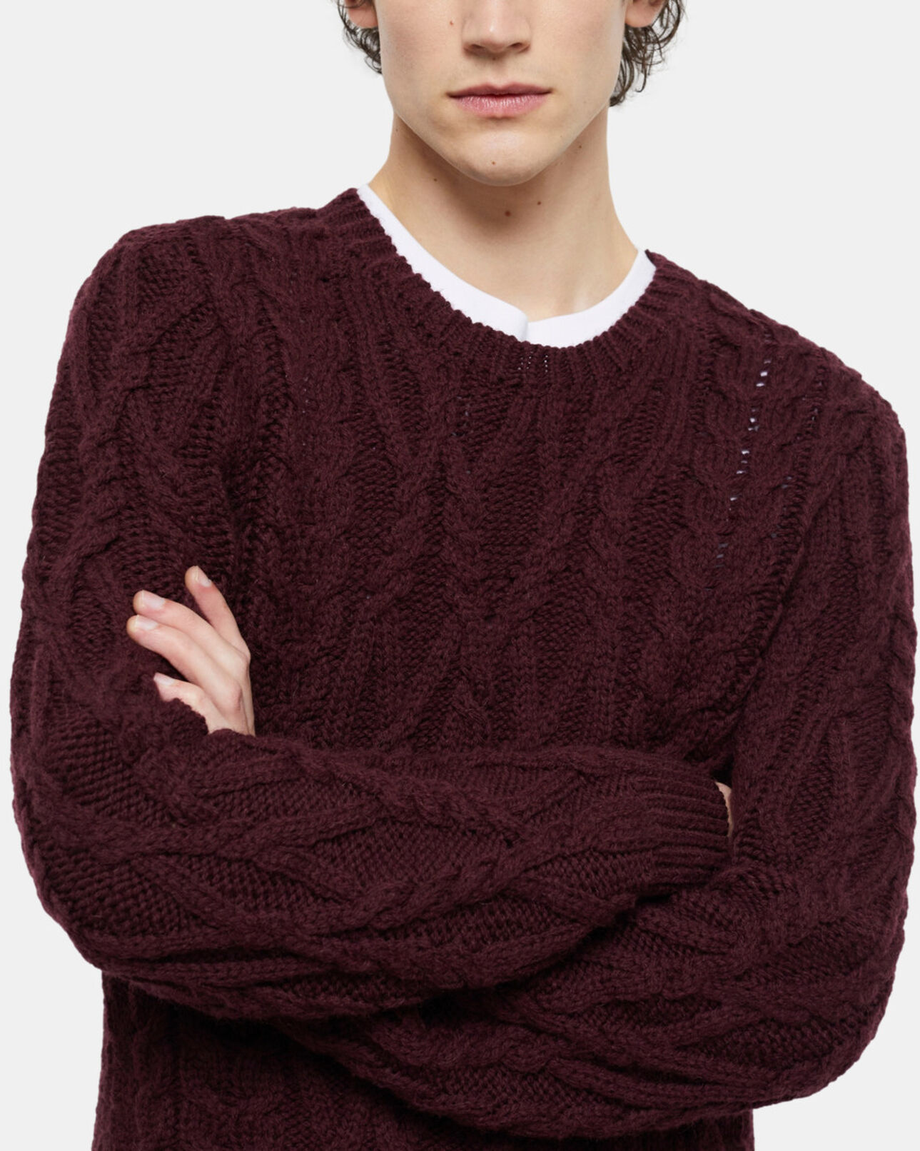 The Kooples HOMME BURGUNDY pull en laine rouge