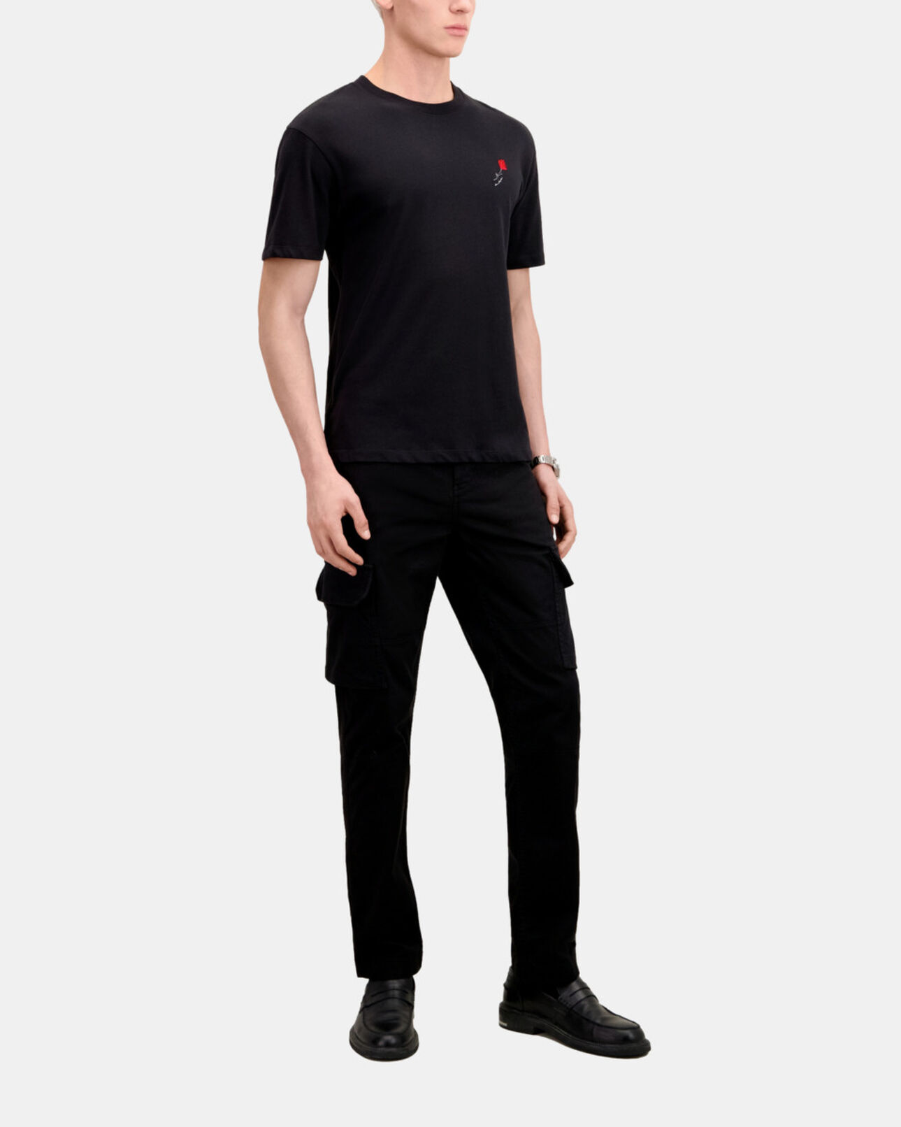 The Kooples HOMME BLACK t-shirt homme noir avec broderie fleur