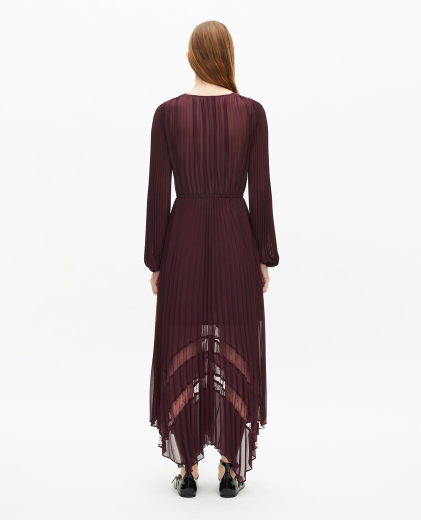 The Kooples WOMEN BURGUNDY long burgundy pleated dress