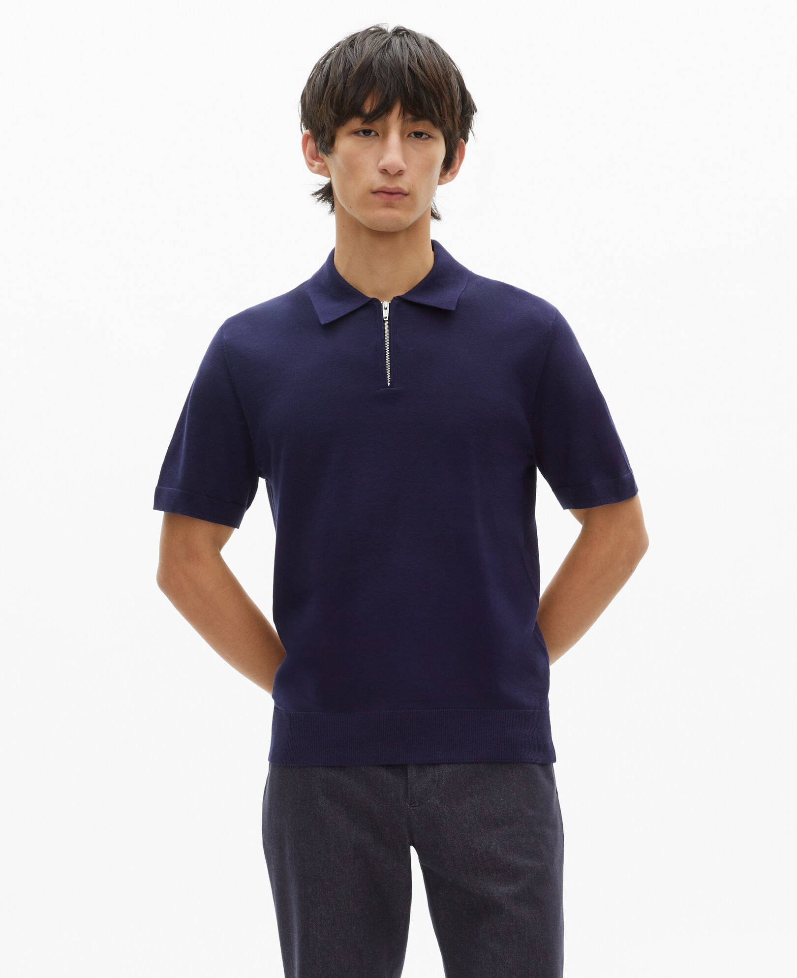 The Kooples MEN NAVY navy blue knit polo