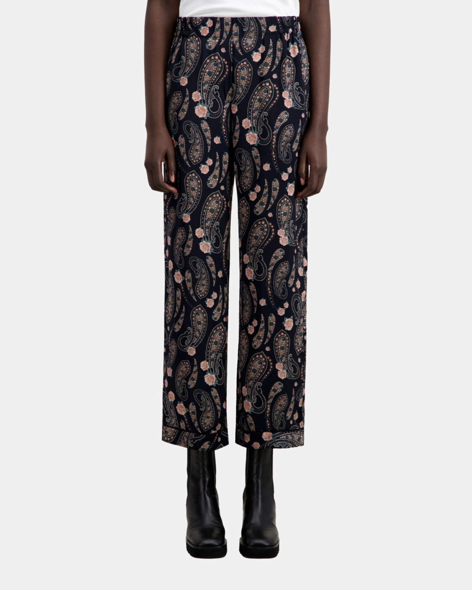 Printed trousers, BLACK / PINK, hi-res image number null