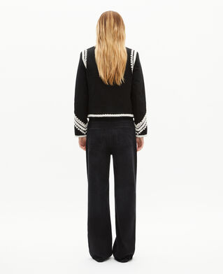 The Kooples FEMME BLACK blouson brod&eacute; en coton noir