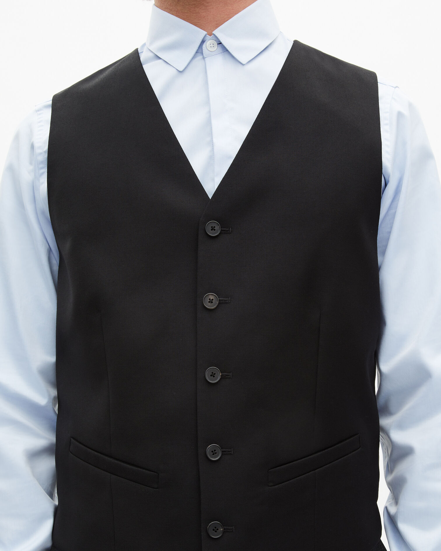 Black suit vest in wool tailored cut, BLACK, hi-res image number null