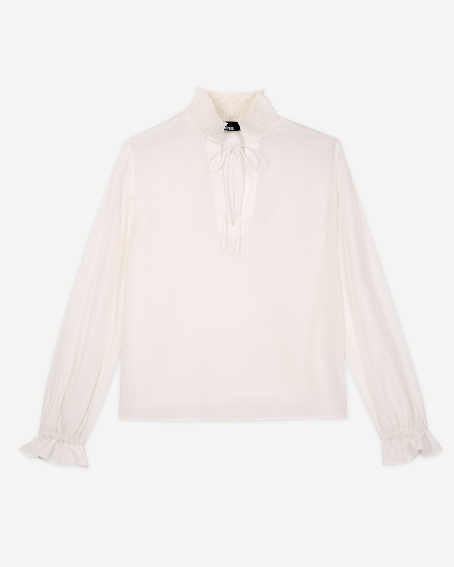 Ecru silk blouse, WHITE, hi-res image number null