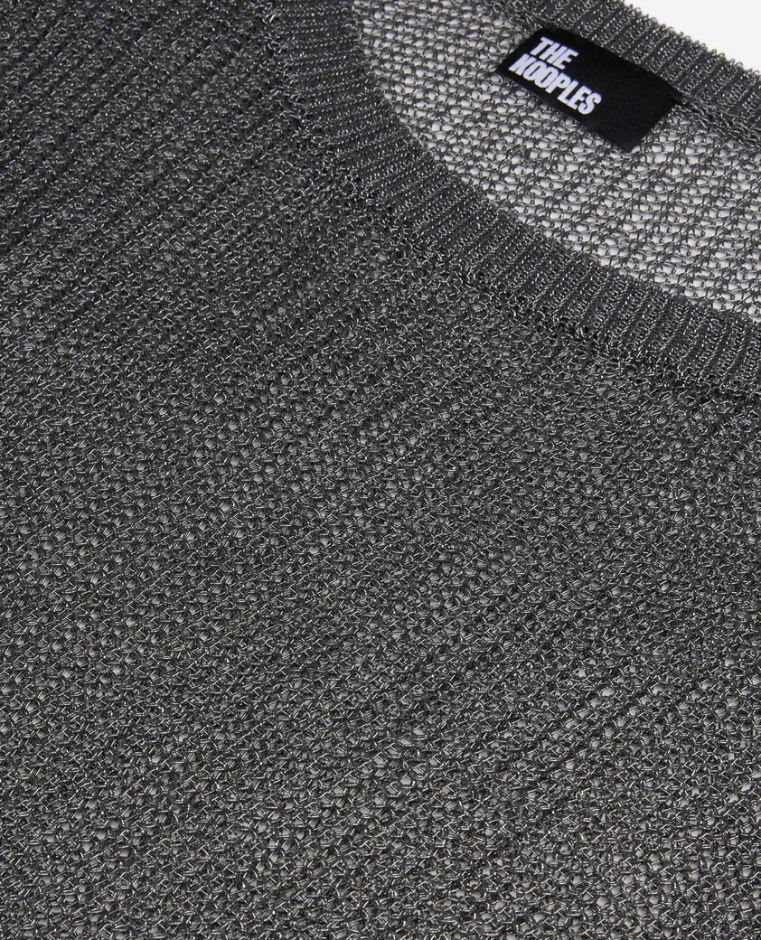 The Kooples DAMEN GREY SILVER grauer pullover mit kettenhemdeffekt