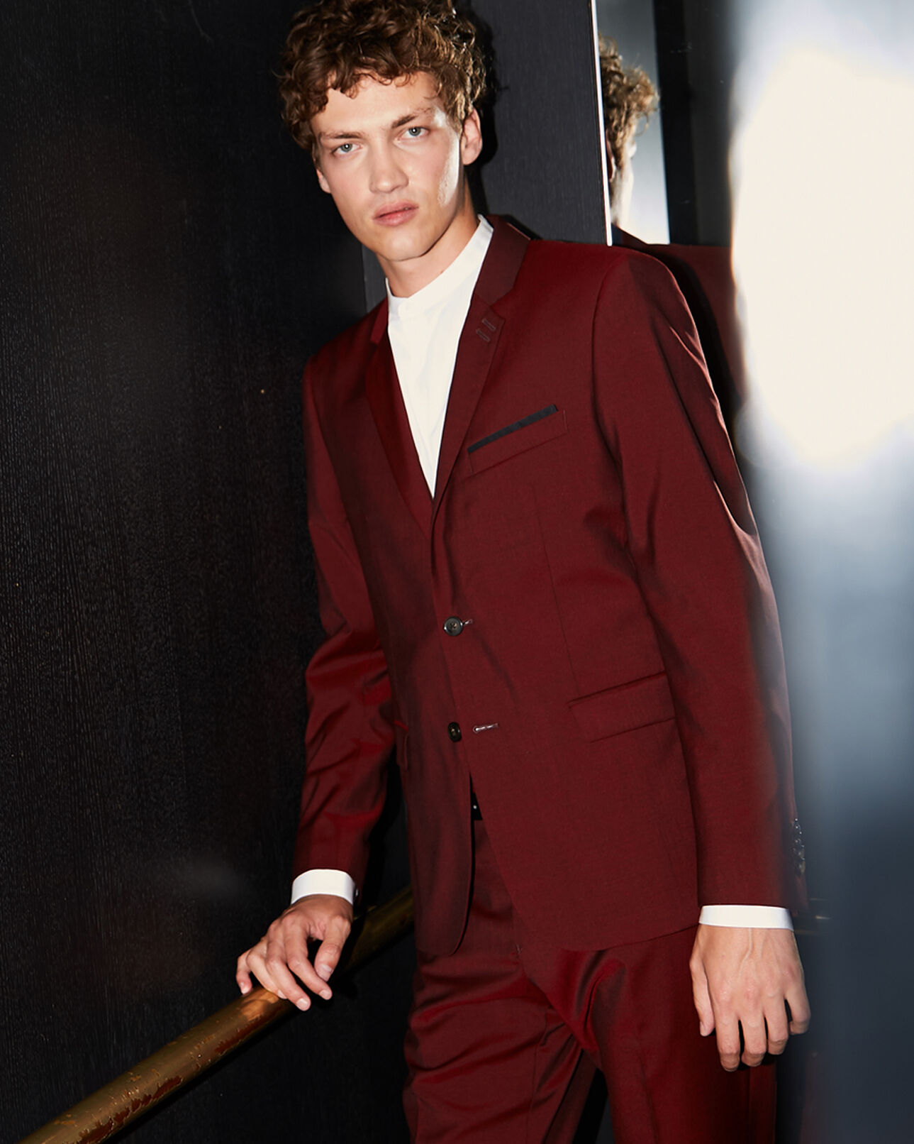 The Kooples MEN BURGUNDY slim burgundy wool jacket w/notched lapels