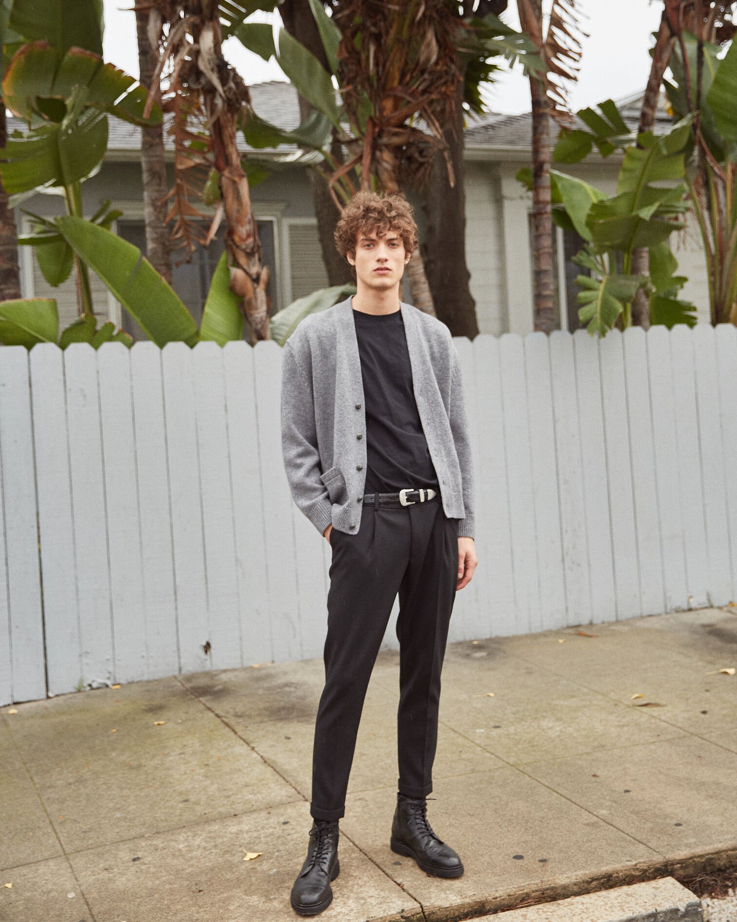 Oversized gray wool and cashmere cardigan, GREY, hi-res image number null