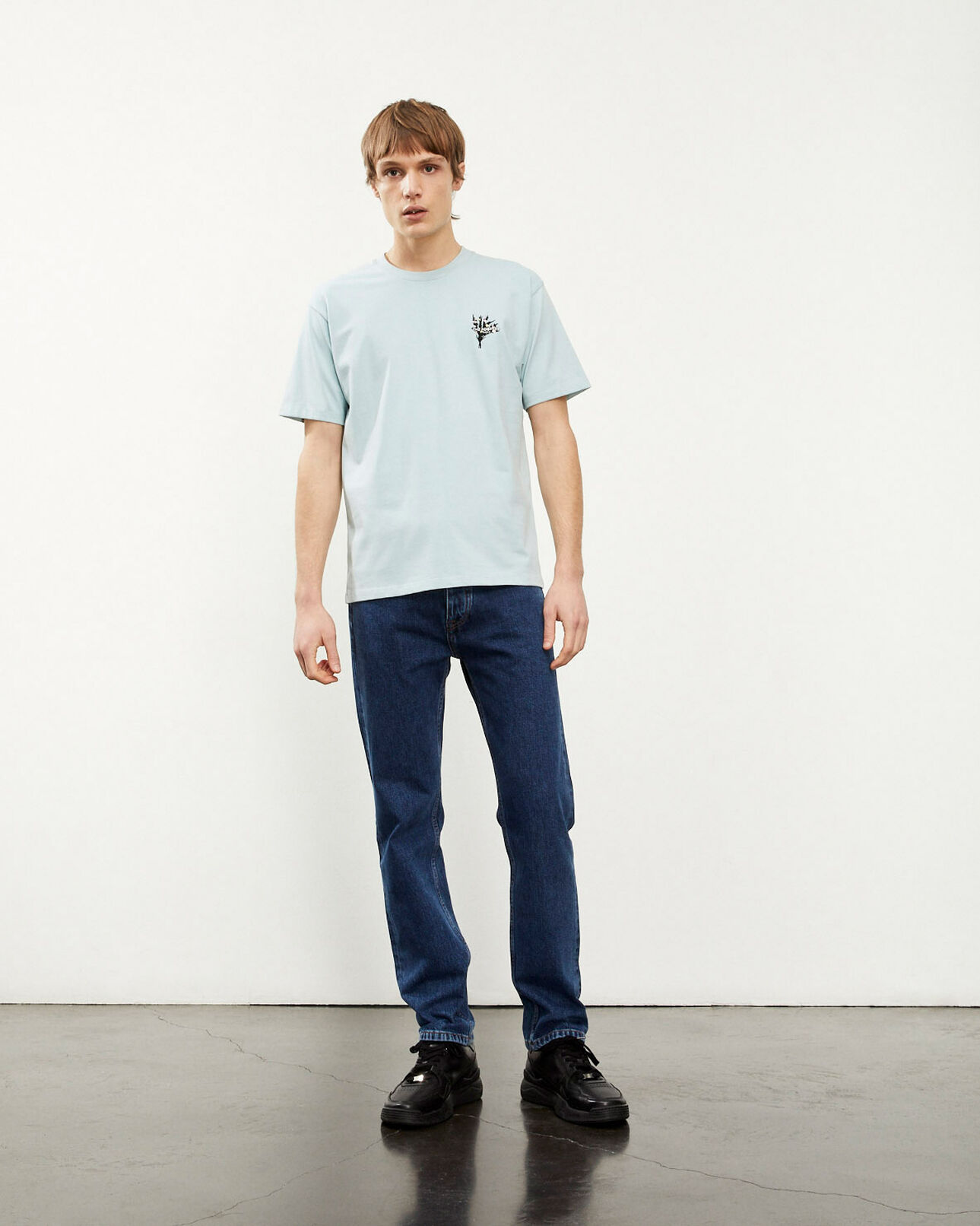 The Kooples MEN MINT mint green cotton t-shirt w/flowers