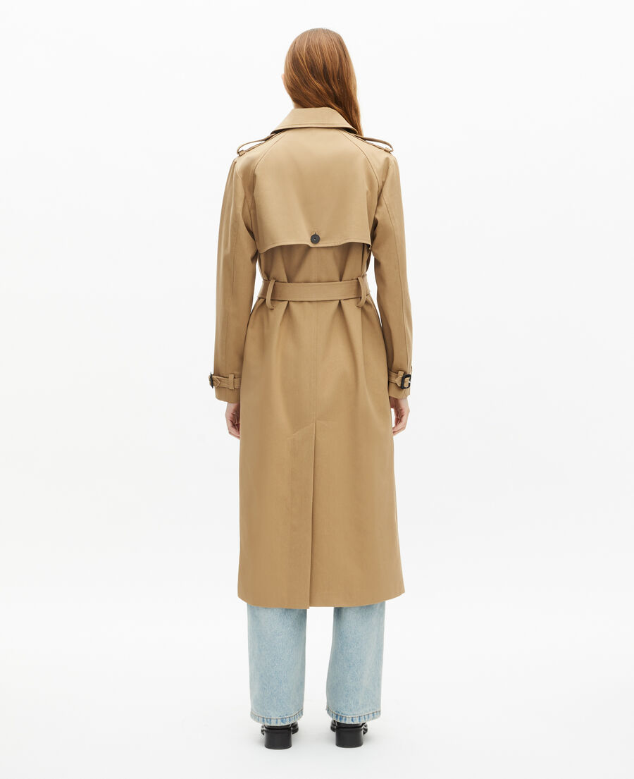 The Kooples WOMEN BEIGE long beige cotton trench coat