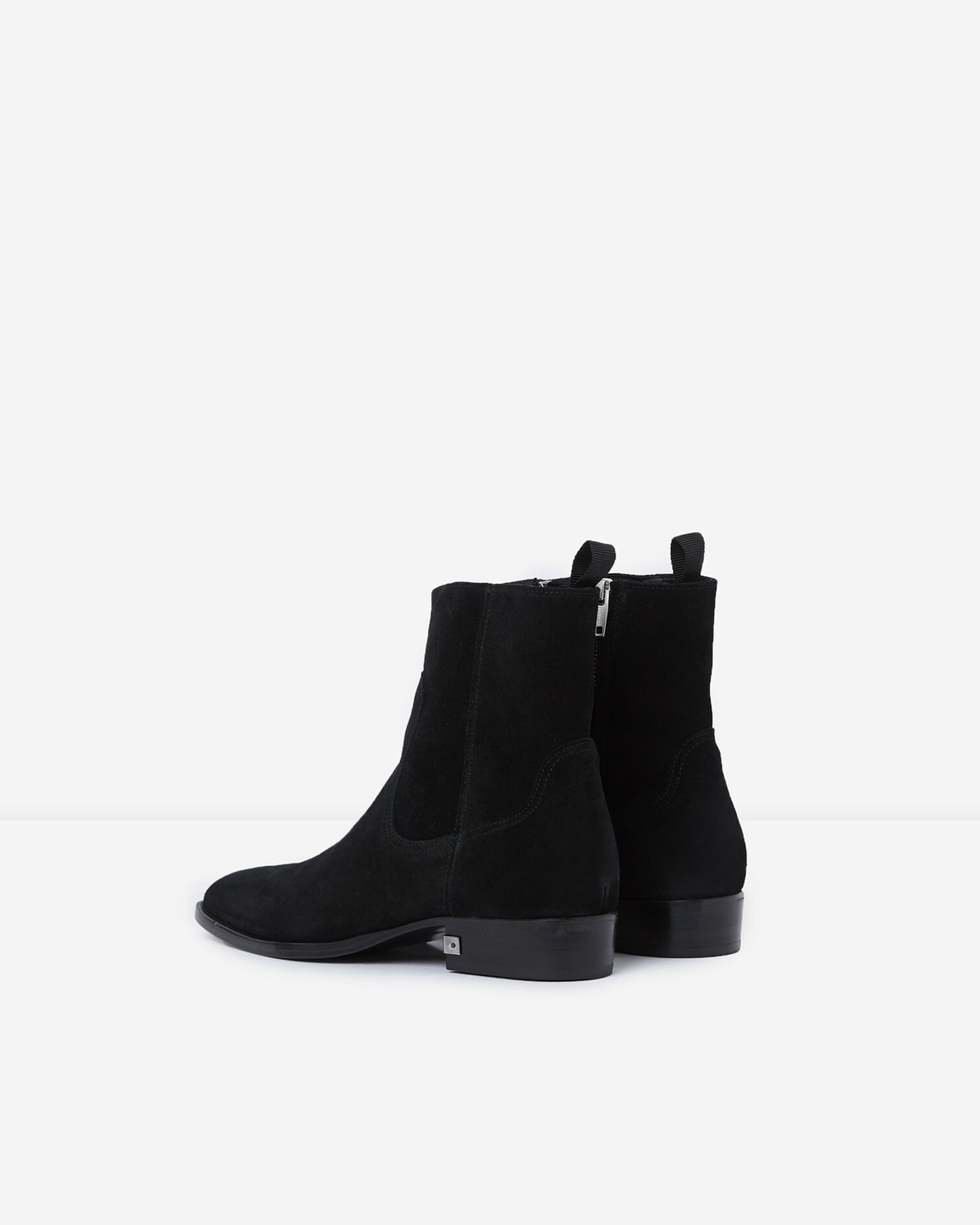 Boots noires daim talons montantes, BLACK, hi-res image number null