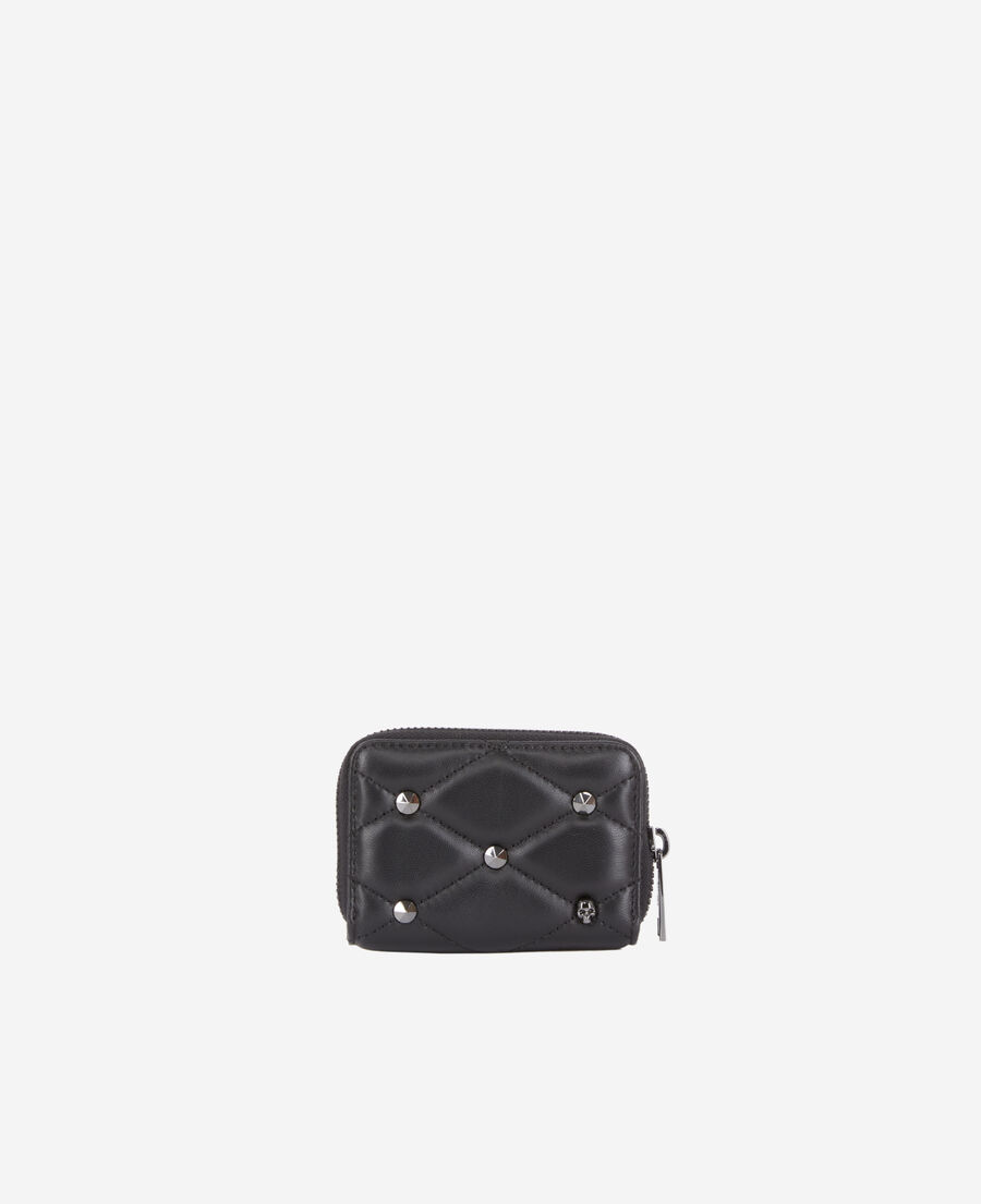 schwarzes portemonnaie aus gestepptem leder