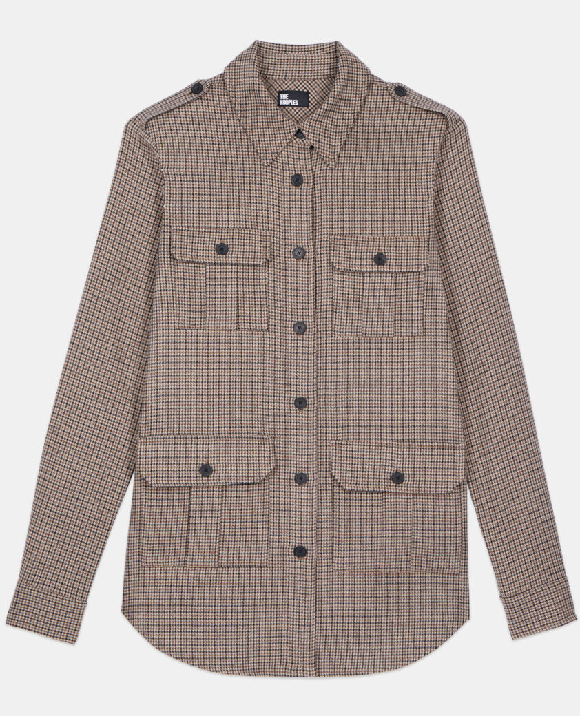 The Kooples MUJER BEIGE-BROWN camisa larga cuadros