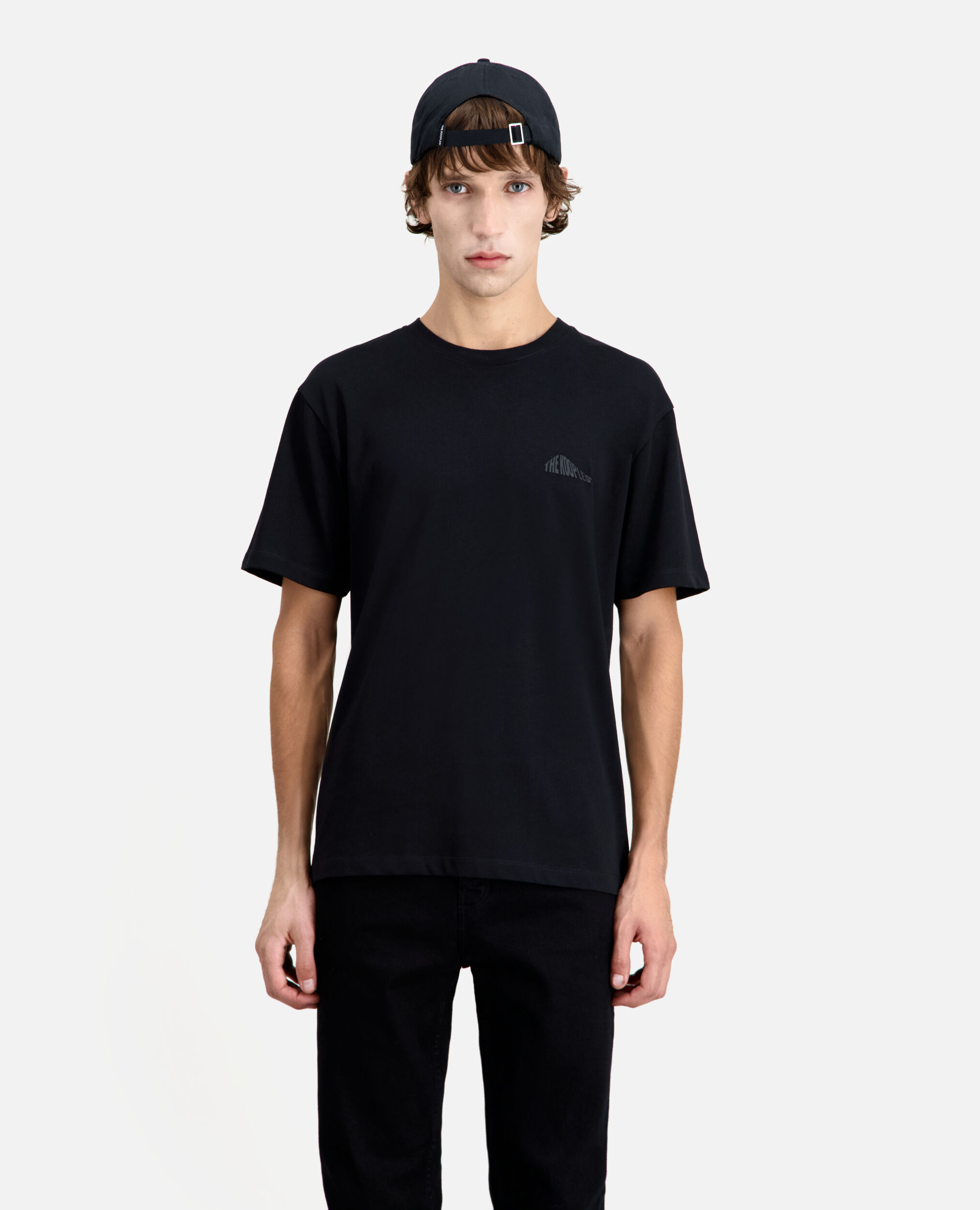 Men's black t-shirt with graphic logo serigraphy, BLACK, hi-res image number null