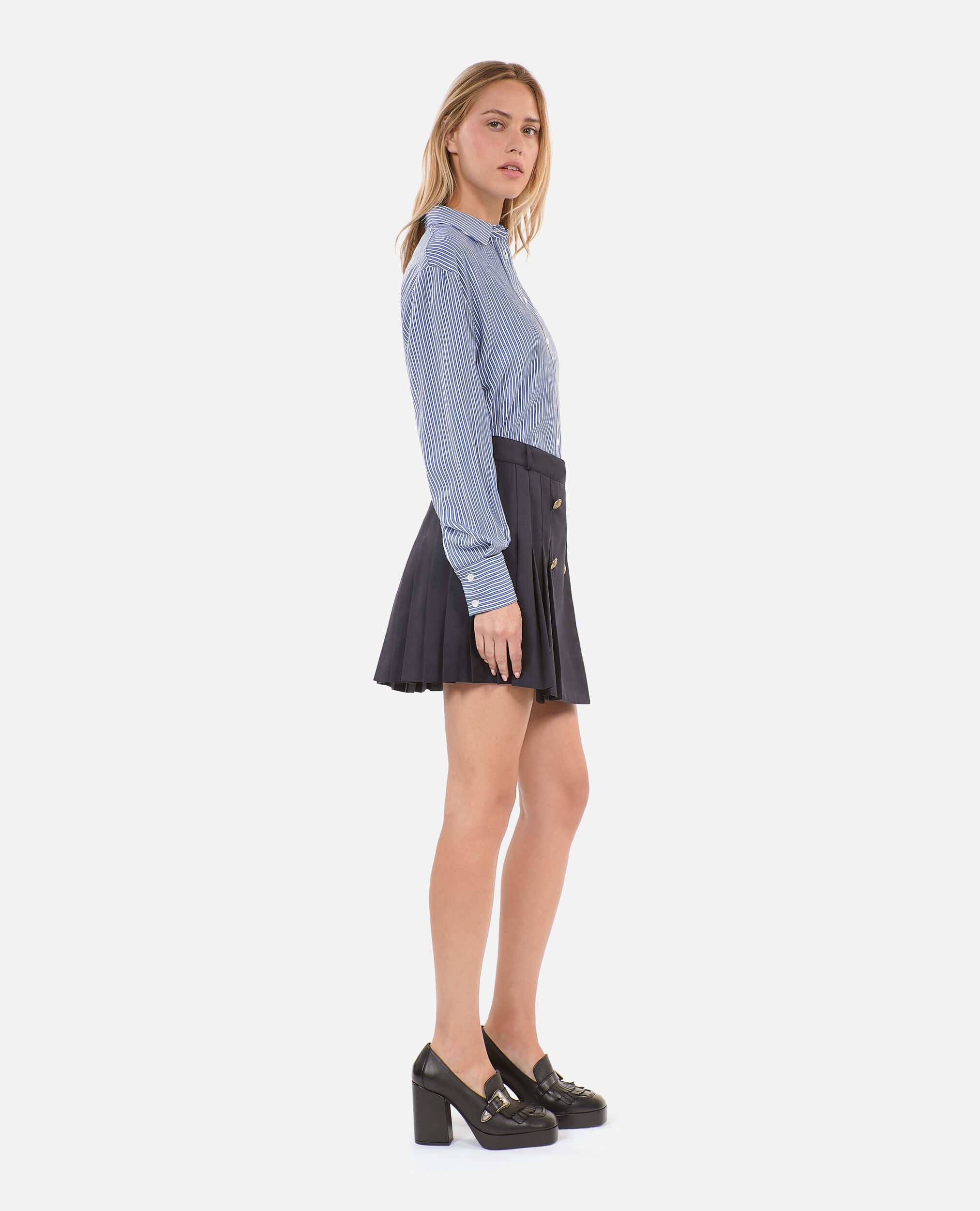 Jupe courte plissee bleu marine The Kooples France