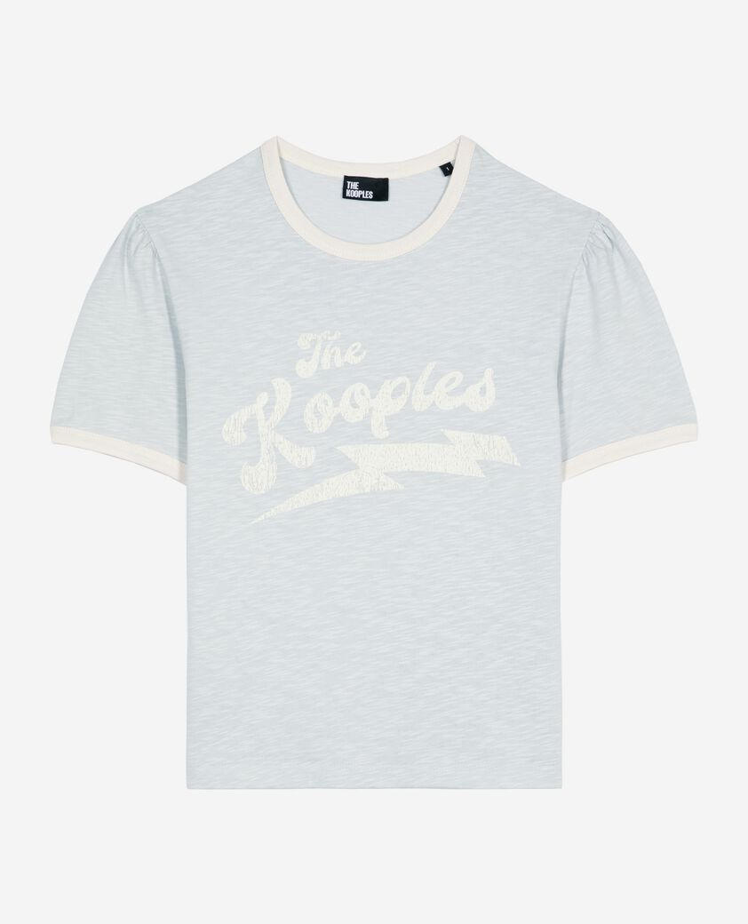 The Kooples WOMEN LIGHT BLUE t-shirt with light blue screen print