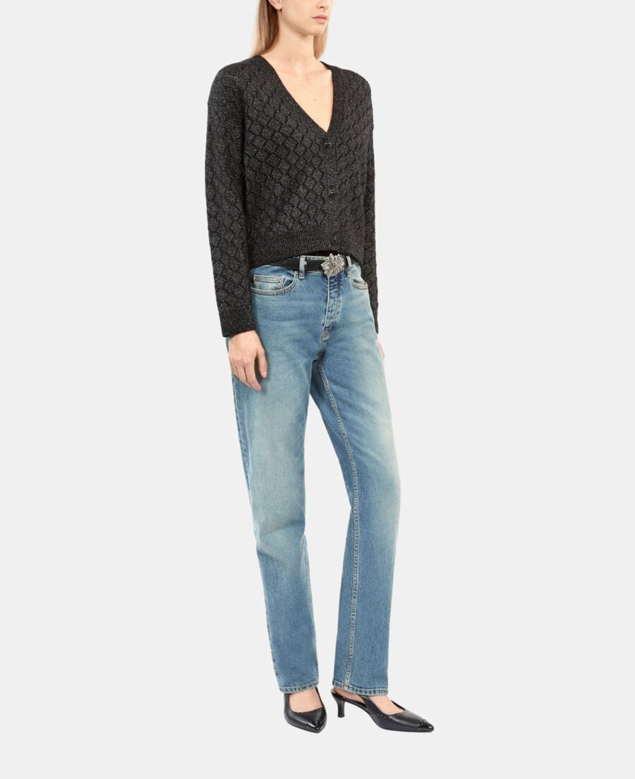 The Kooples FEMME BLACK cardigan en laine avec détails noir
