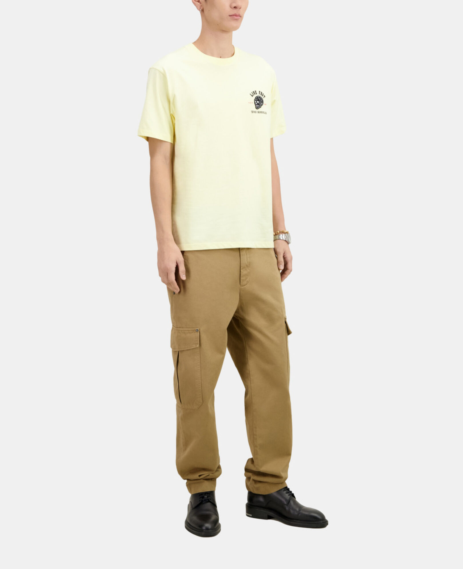 The Kooples MEN LIGHT YELLOW yellow live fast t-shirt
