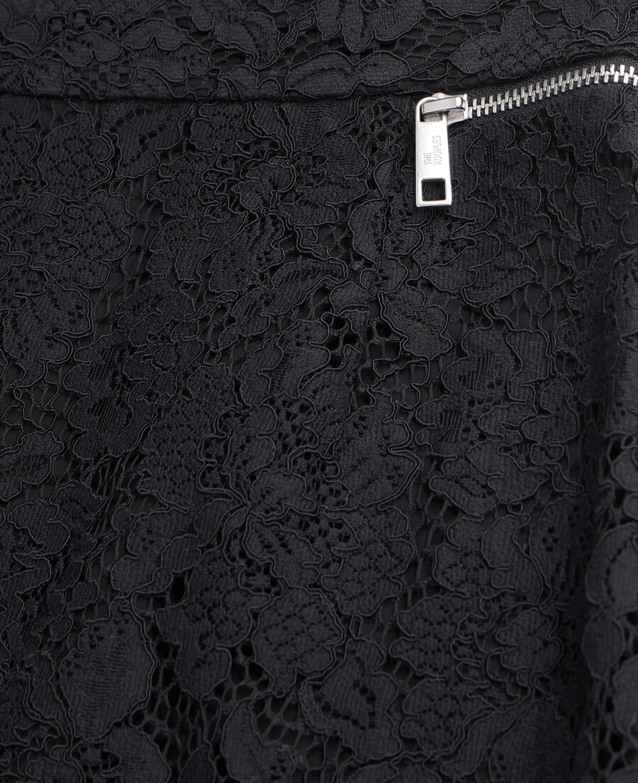 The Kooples FEMME BLACK jupe crayon mi-longue en dentelle noire