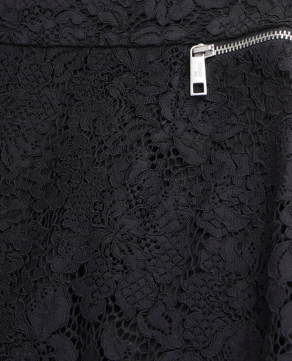 The Kooples FEMME BLACK jupe crayon mi-longue en dentelle noire