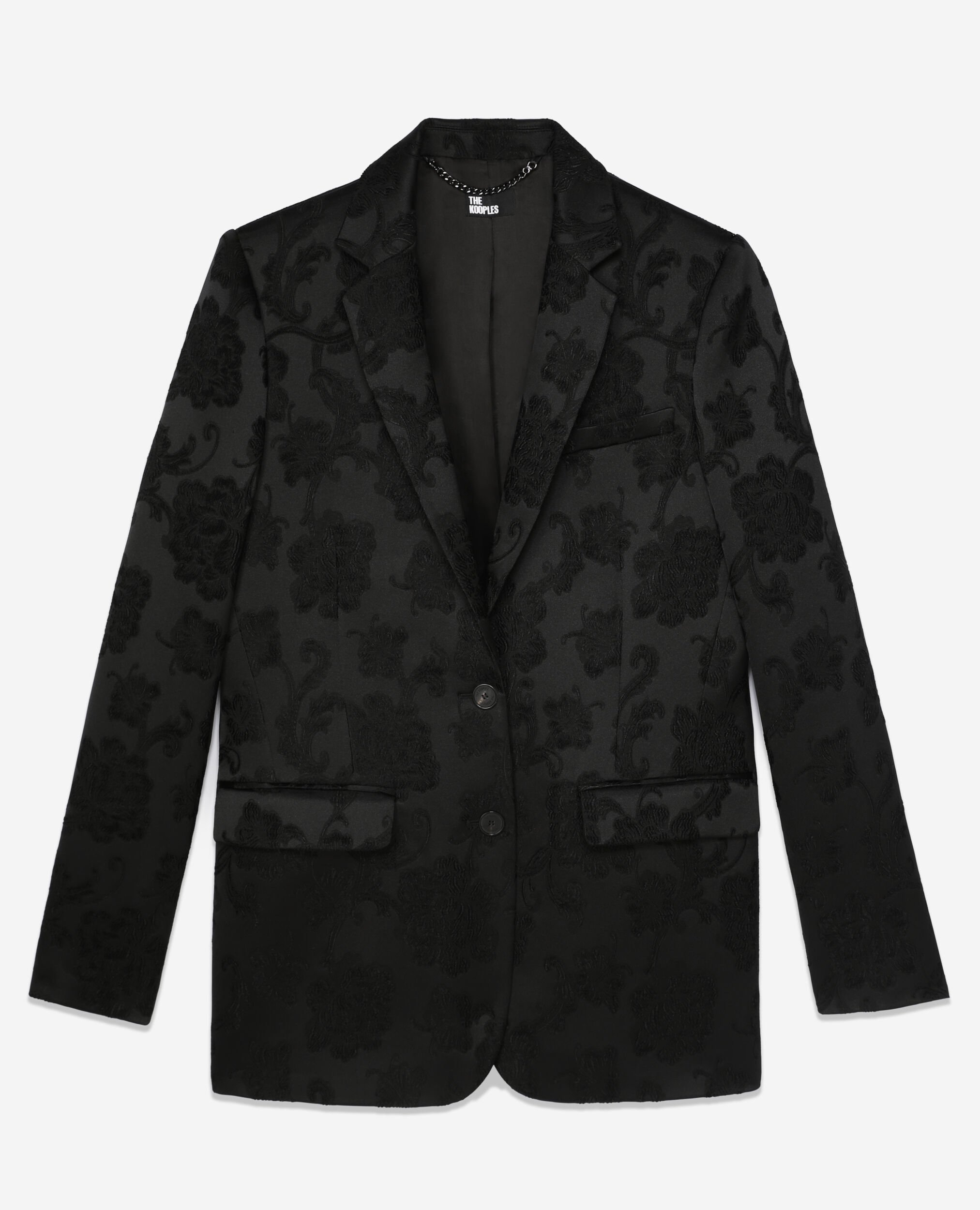 Veste tailleur fleurie noire, BLACK, hi-res image number null