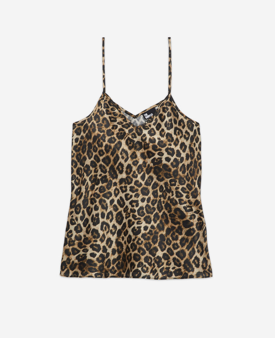 camiseta interior de seda leopardo