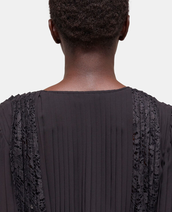 The Kooples FEMME BLACK robe courte en dentelle noire