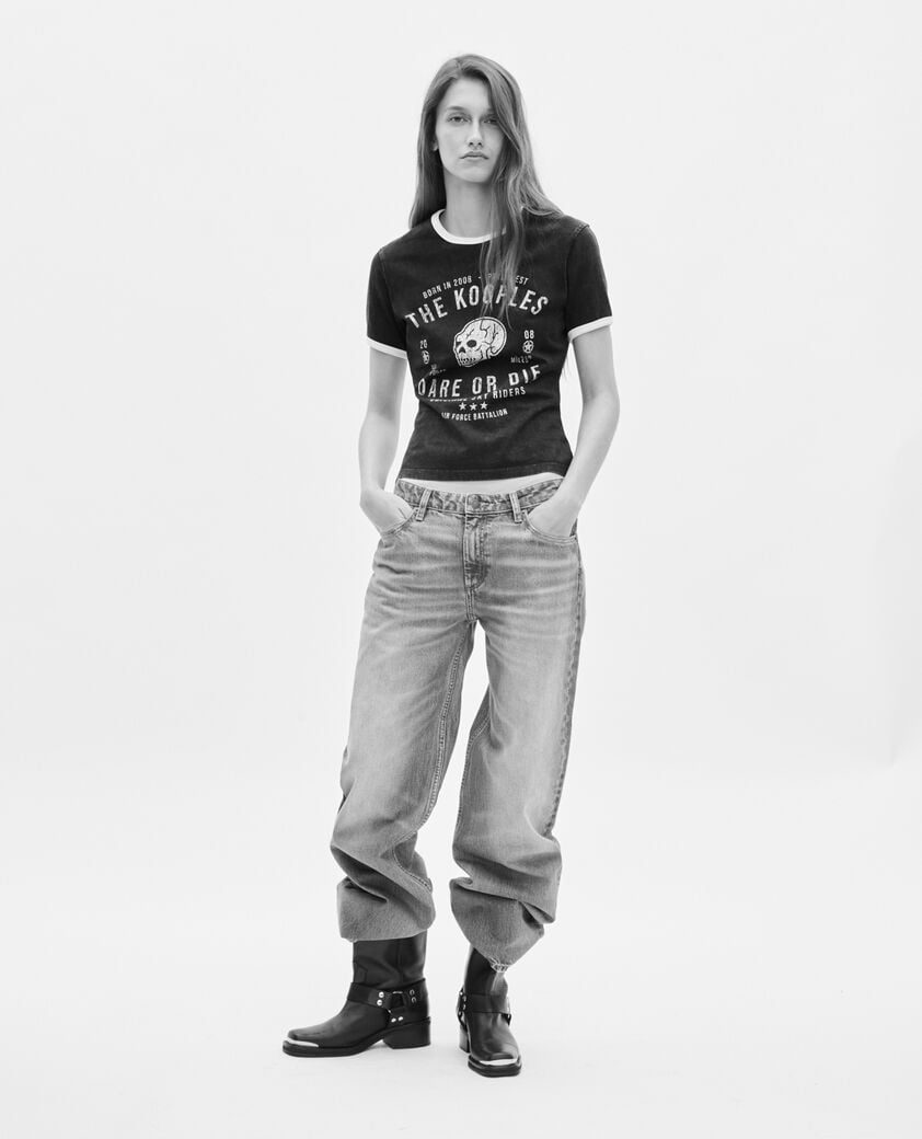The Kooples FEMME BLACK WASHED t-shirt avec sérigraphie noir