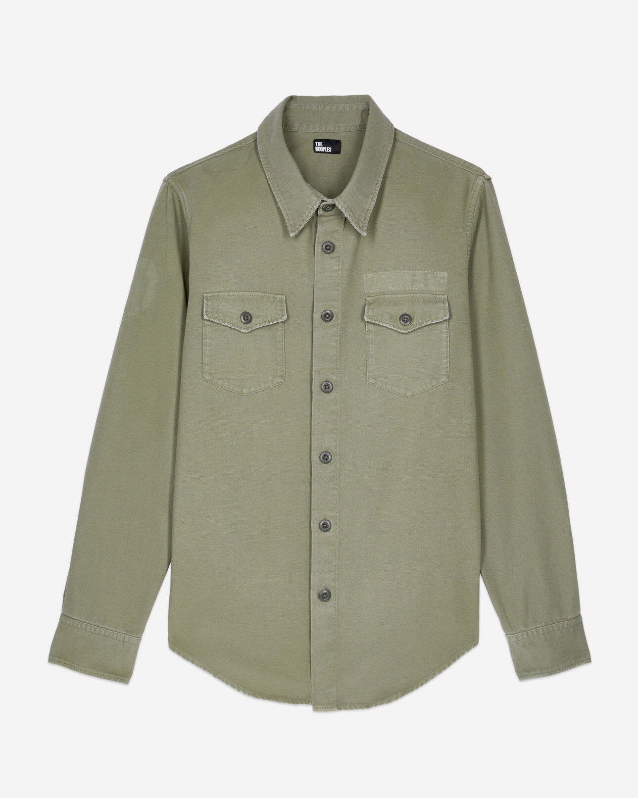 The Kooples HERREN OLIVE khakifarbenes hemd aus denim