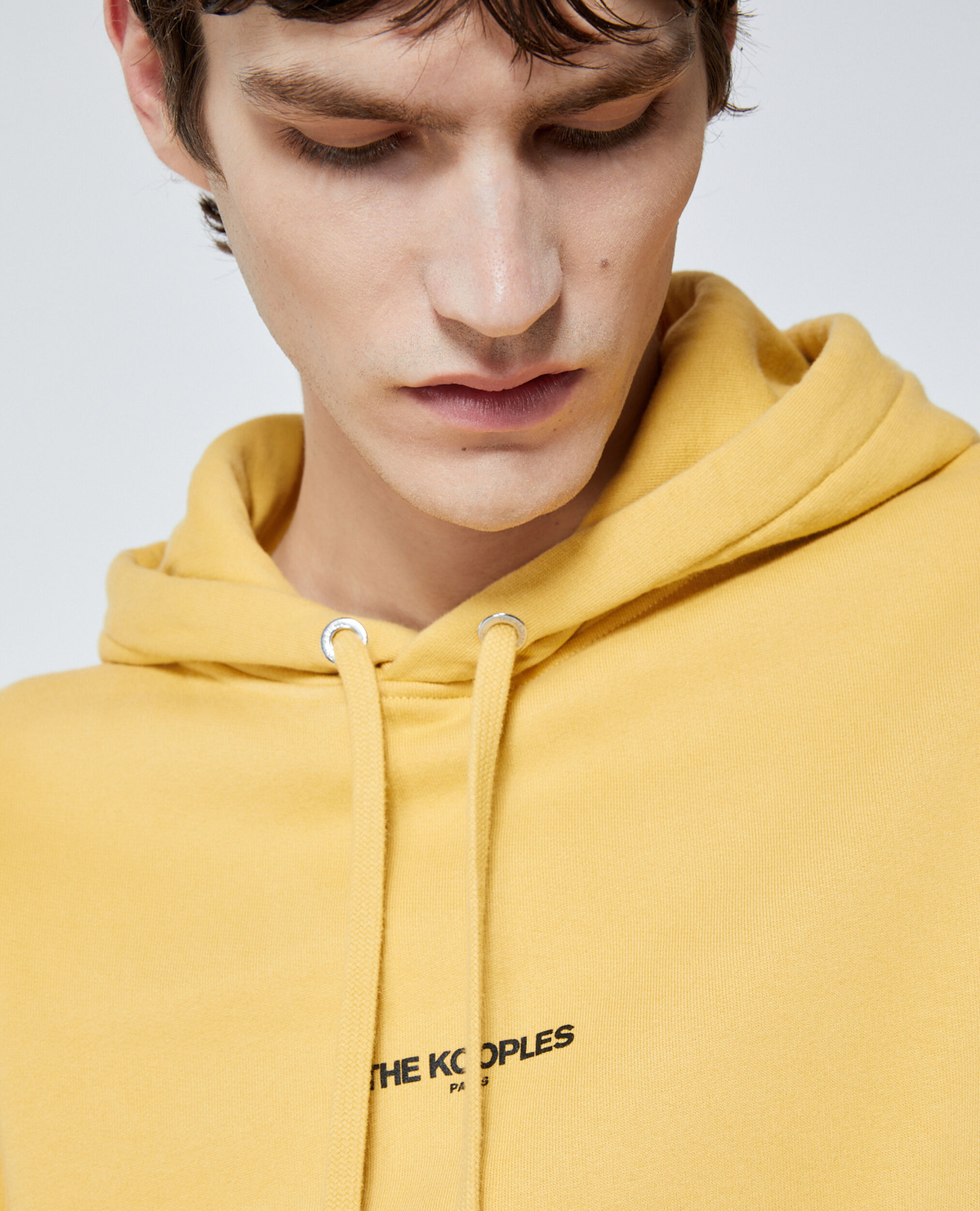 Sweat à capuche jaune coton logo imprimé, YELLOW, hi-res image number null