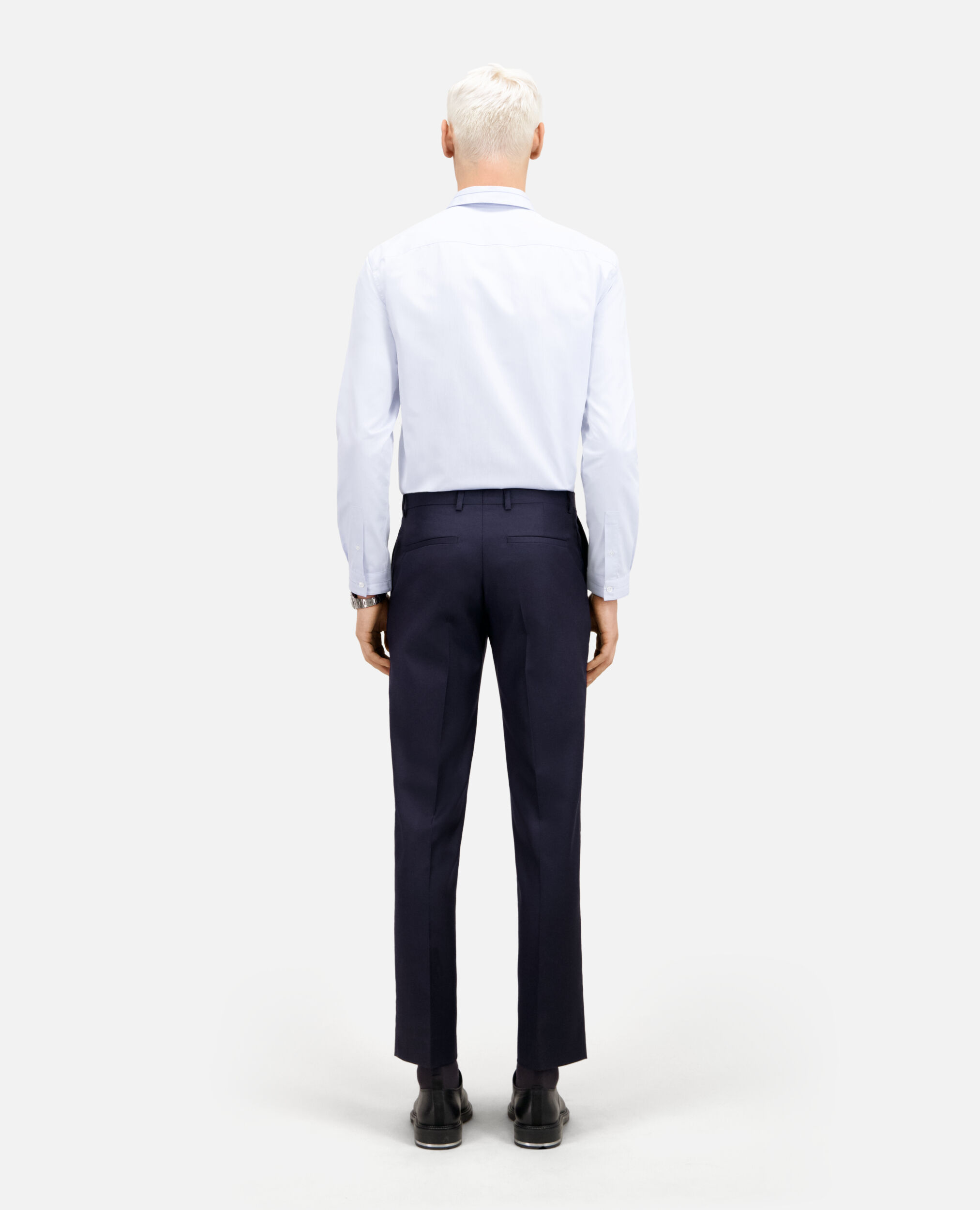 Navy blue wool suit trousers, NAVY, hi-res image number null