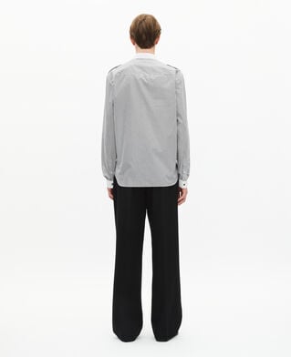 The Kooples HOMME BLACK WHITE chemise à fines rayures blanche et noire