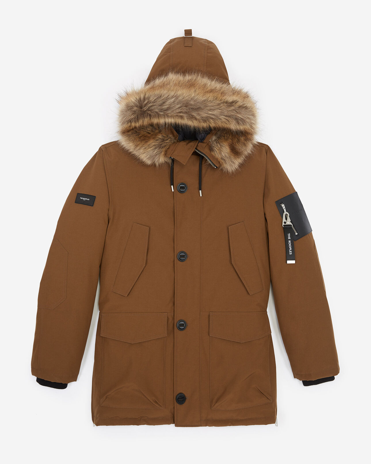 The Kooples HERREN CAMEL camel parka with faux fur hood