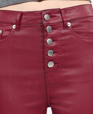 The Kooples FEMME DARK RED jean skinny effet cuir rouge