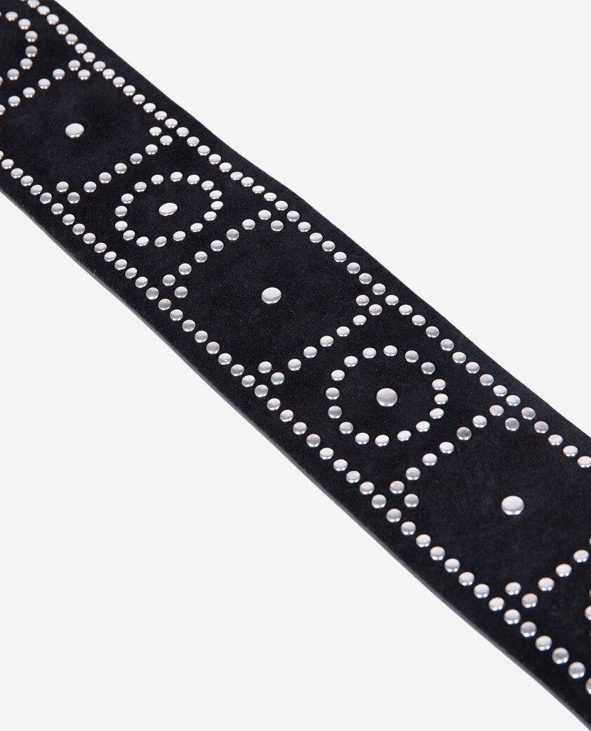The Kooples WOMEN BLACK wide black leather belt with studs