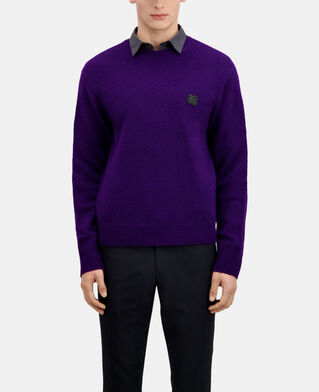 The Kooples HOMME DARK PURPLE pull en m&eacute;lange de laine et alpaga violet