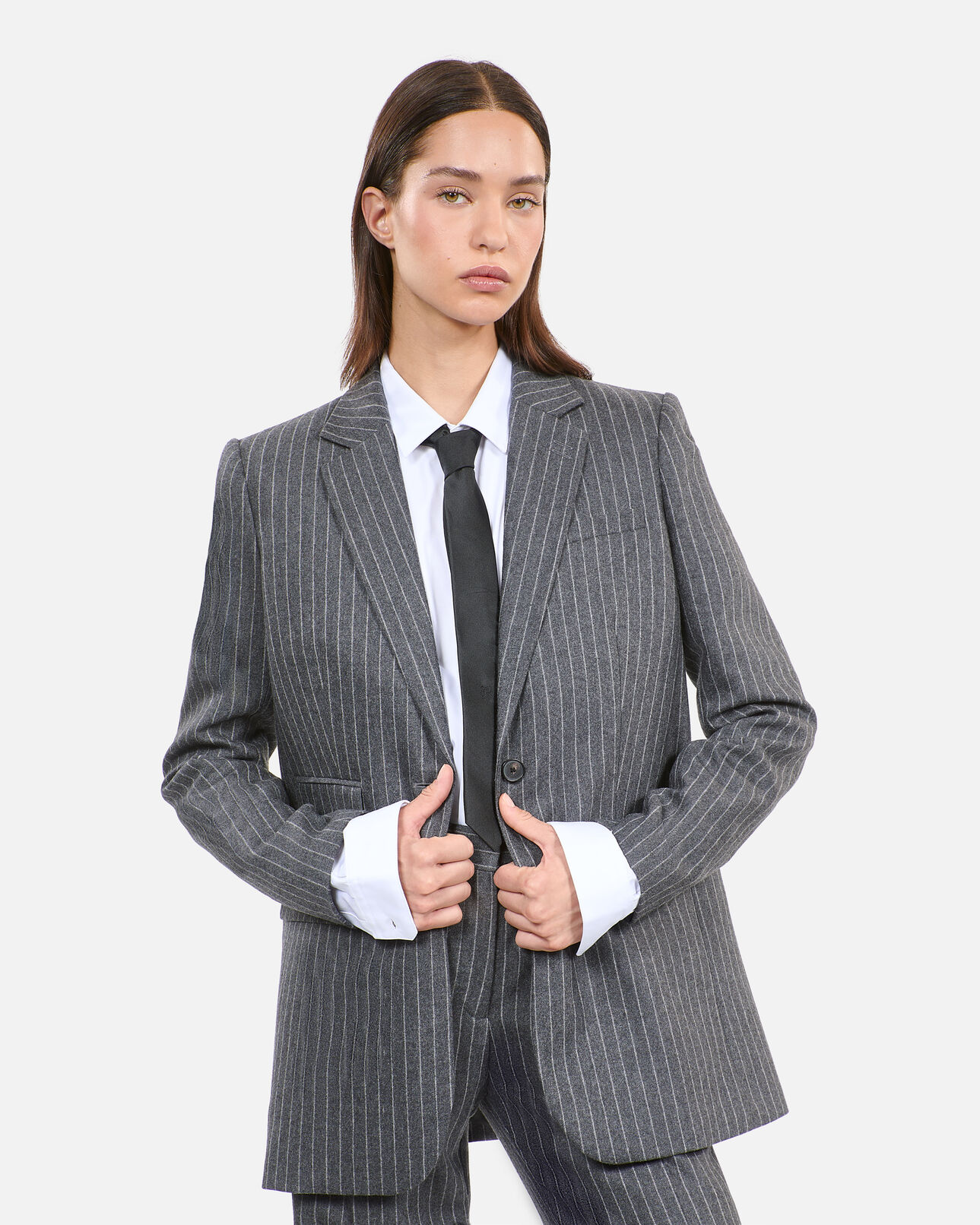 The Kooples FEMME LIGHT GREY veste tailleur à rayures