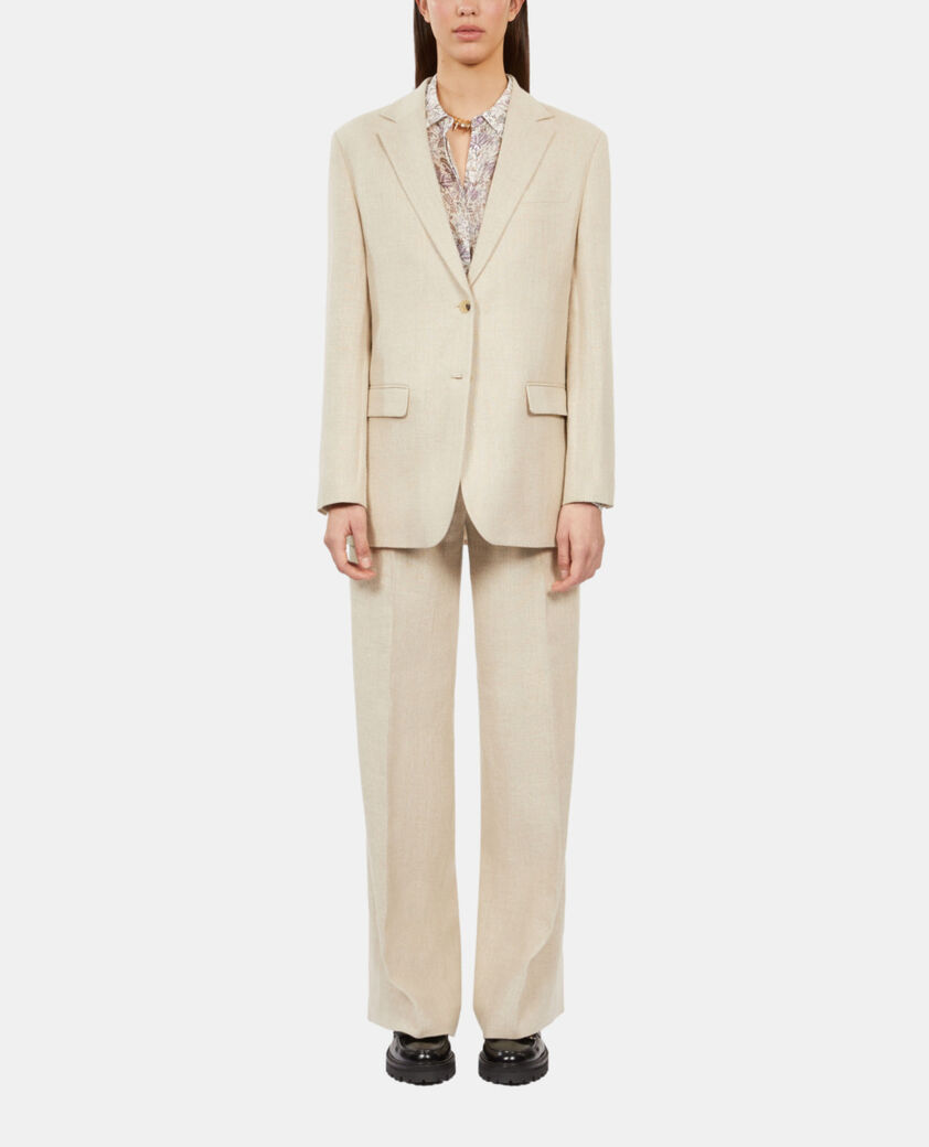 The Kooples WOMEN BEIGE ecru linen suit jacket
