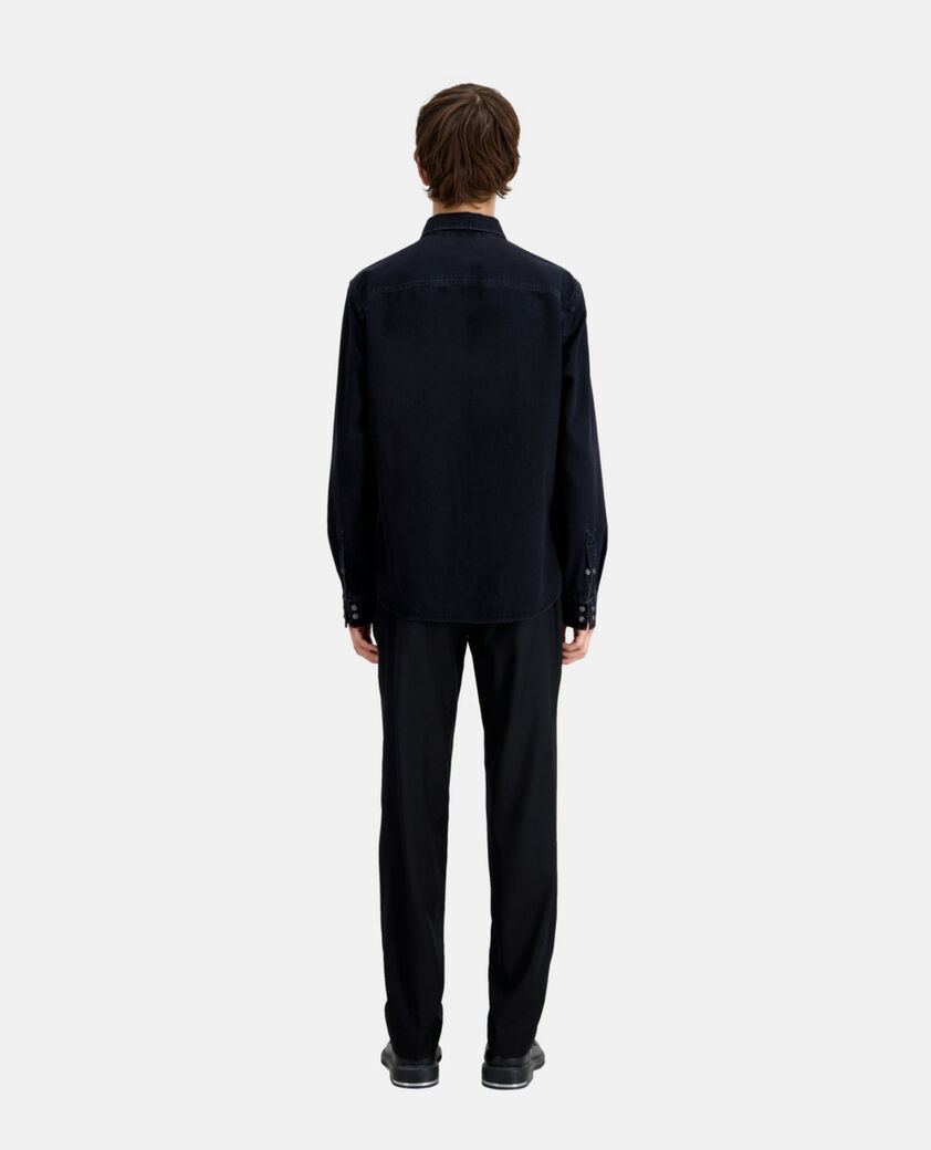 The Kooples HOMME BLACK WASHED chemise col classique en jean noire