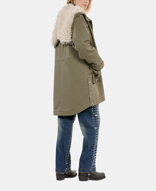 The Kooples WOMEN OLIVE NIGHT khaki hooded parka