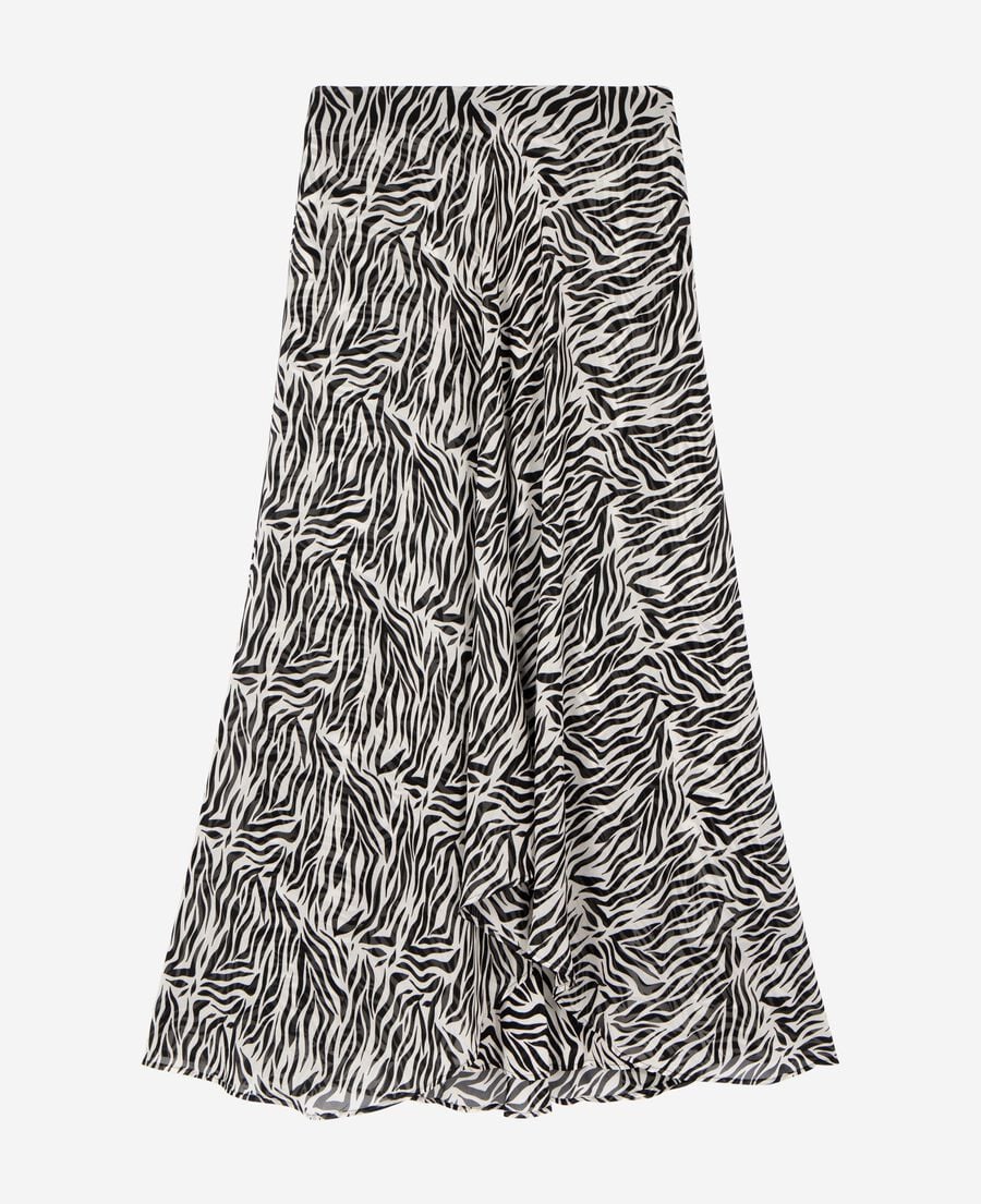 The Kooples F BLACK WHITE long zebra print skirt