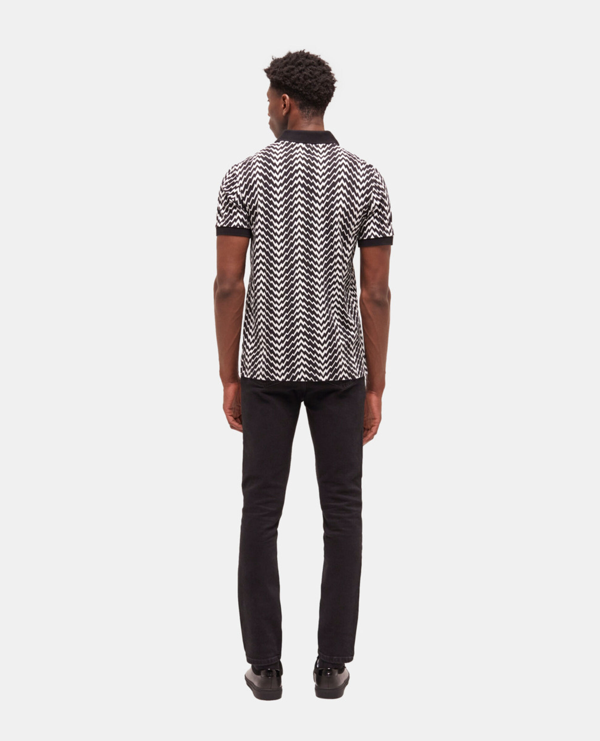 Printed polo shirt, BLACK / WHITE, hi-res image number null