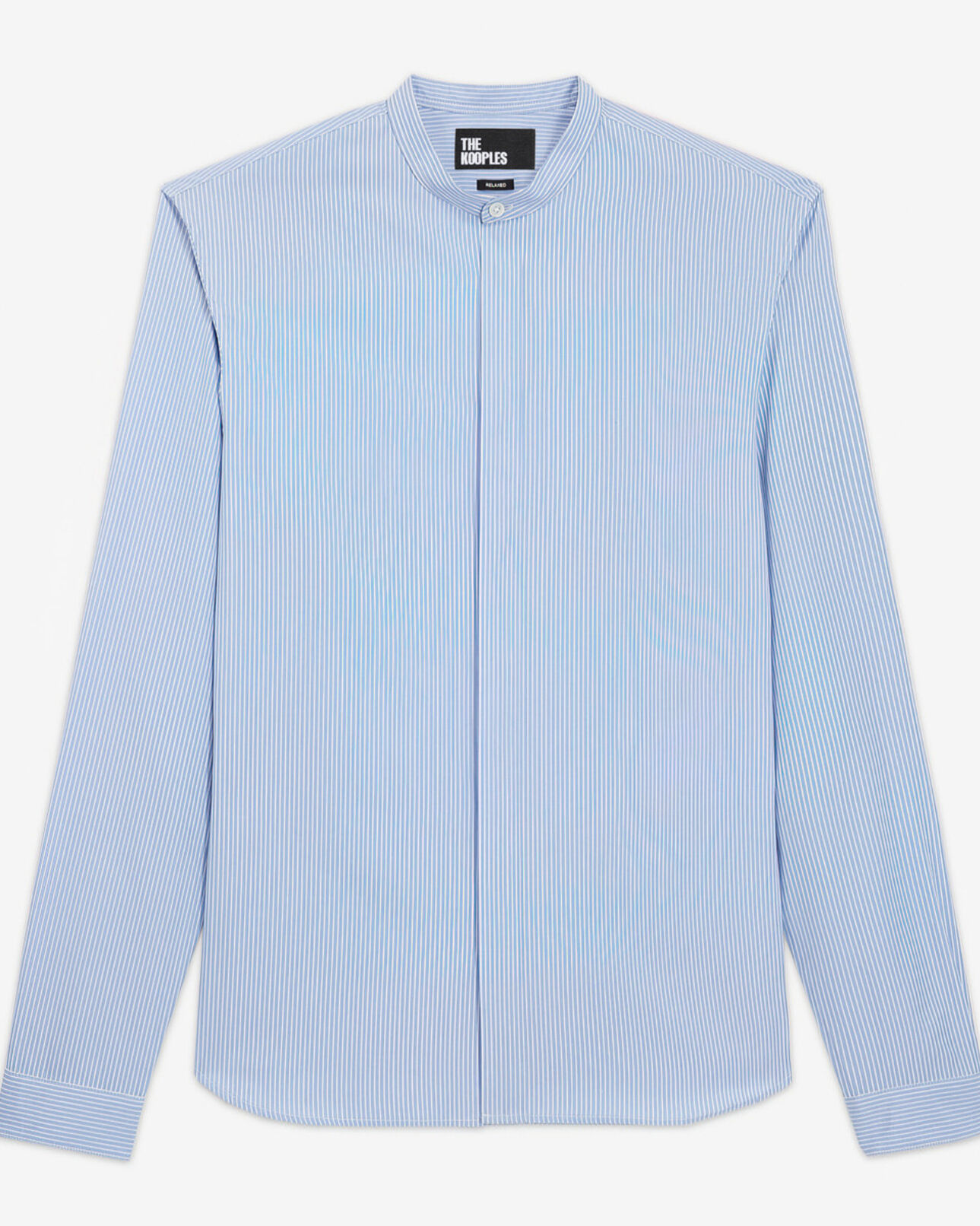 The Kooples HERREN WHITE / SKY BLUE blaues hemd mit streifen und stehkragen