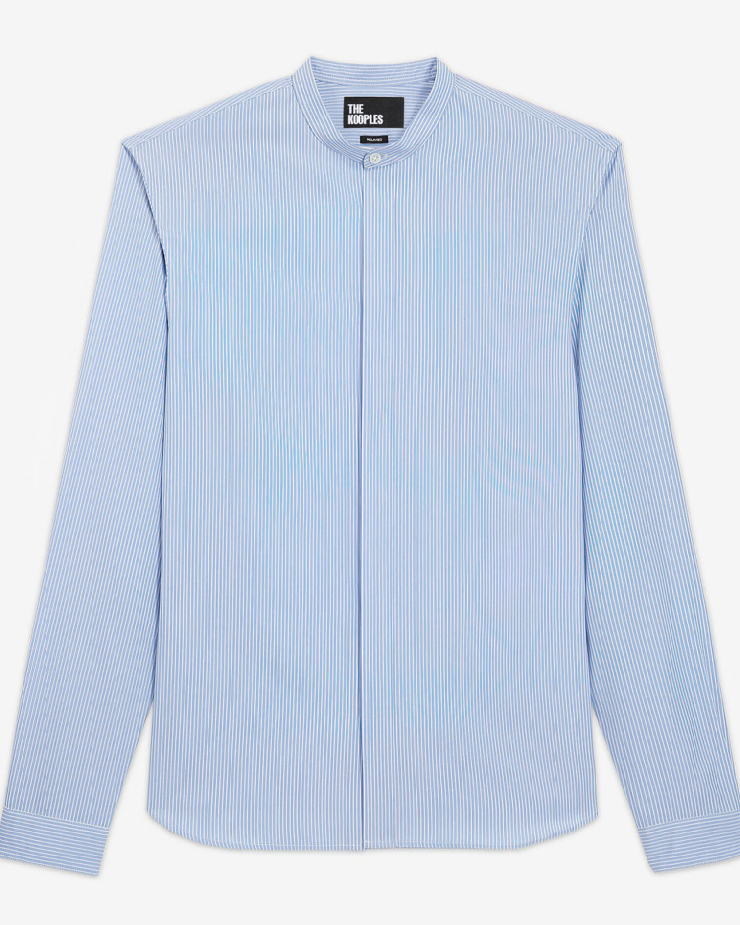 Blaues Hemd mit Streifen und Stehkragen, WHITE / SKY BLUE, hi-res image number null